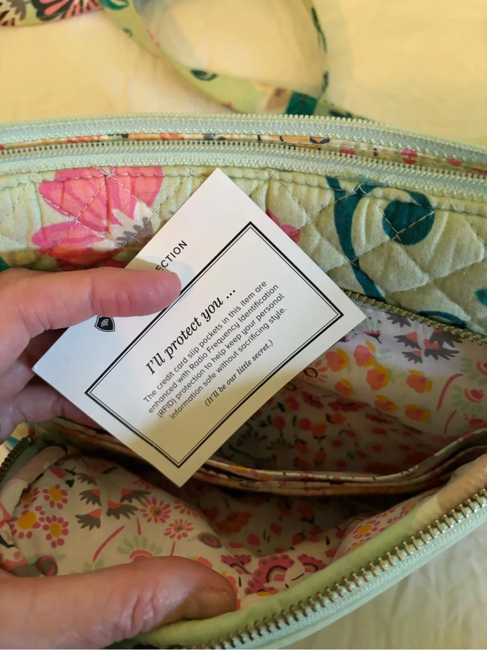 Vera Bradley Mint Floral Quilted Crossbody with Pink & Teal Accents